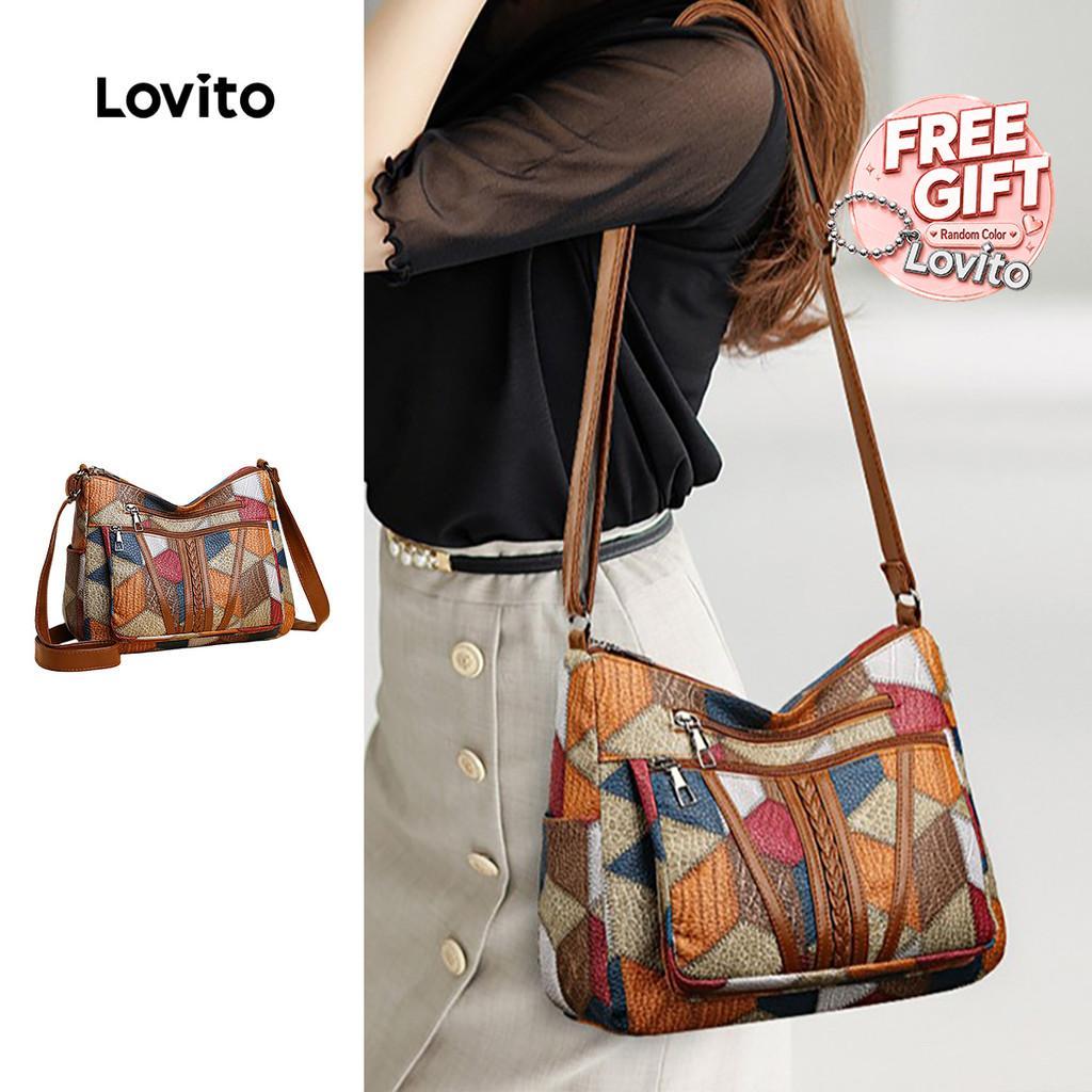 Lovito Férias Bagagem de Ombro Pequena de Arte em Patchwork para mulheres LFA903