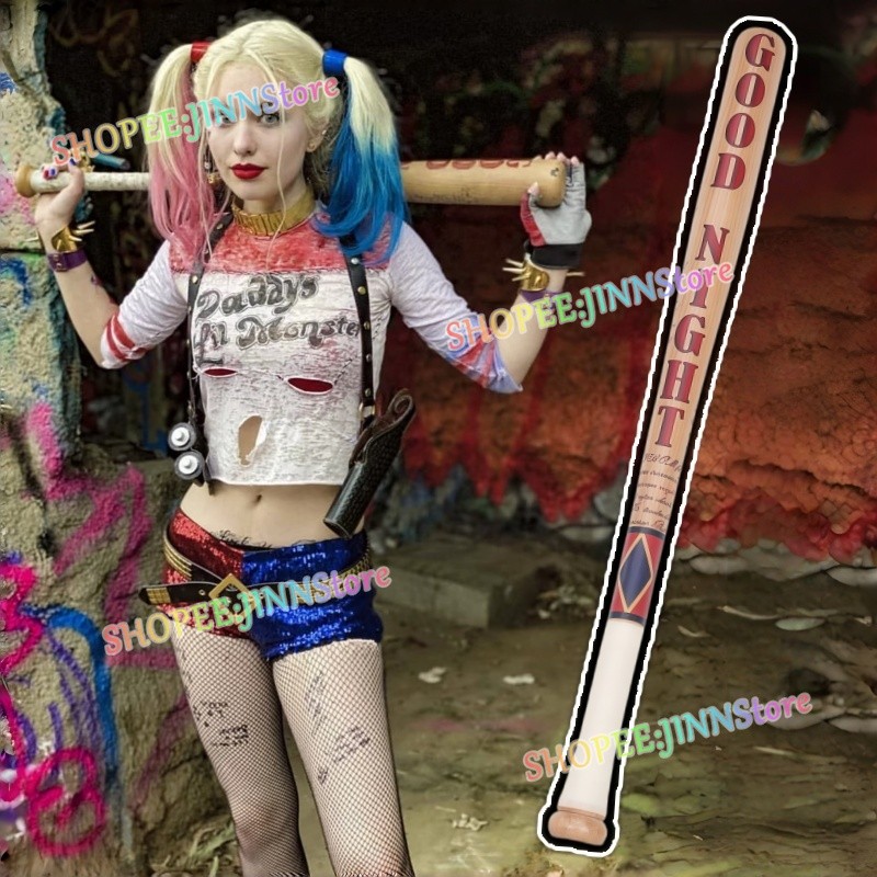 - JINN-Harley Quinn Taco De Beisebol Cosplay Prop Madeira Real Esquadrão Suicida Fantasia De Halloween Decoração Home Of