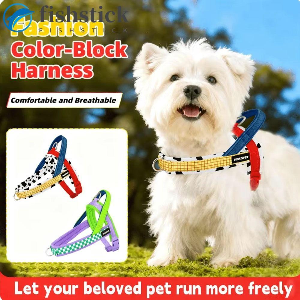 Conjunto De Arnês E Trela Para Cães FISHSTICKA , Colete Estilo Respirável Animais De Estimação , Com Corda De Tração