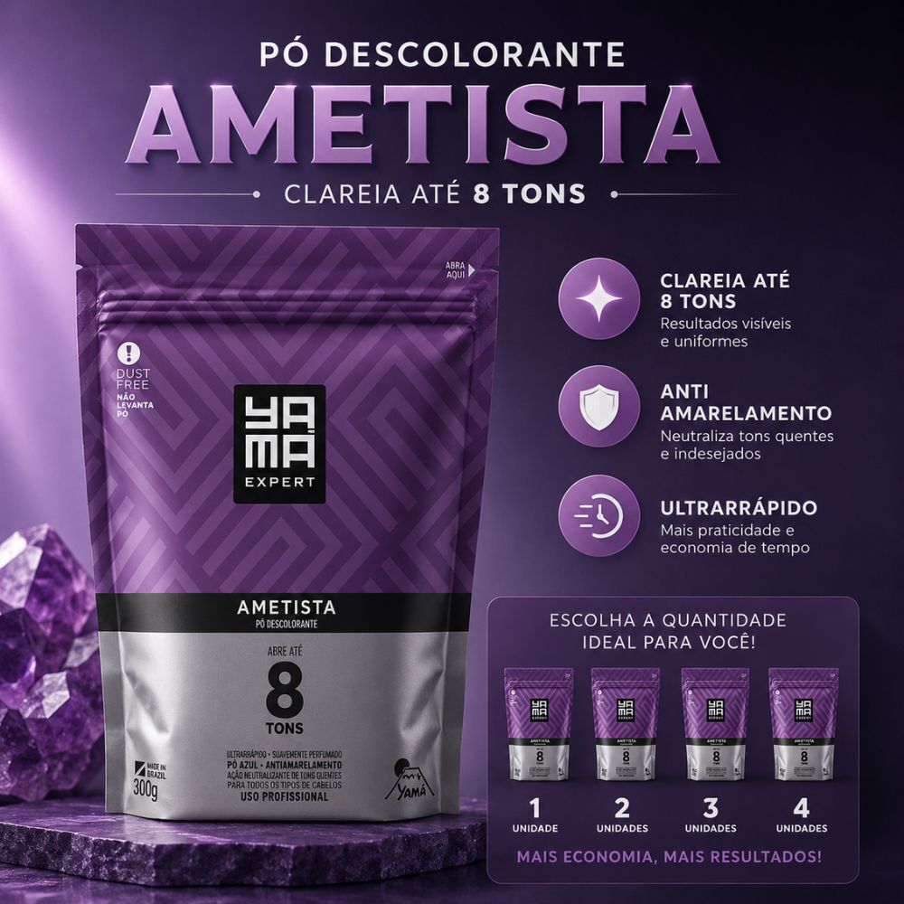 Pó Descolorante Yamá Ametista 300g – Abre Até 8 Tons | Escolha de 1 a 4 Unidades!