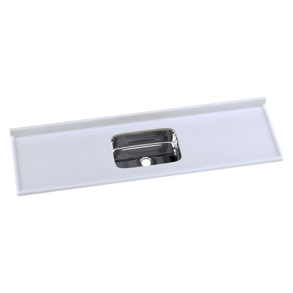 Pia De Cozinha Mármore Sintético 180x55cm Com Cuba Aço Inox Multimóveis CR20476 Gelo