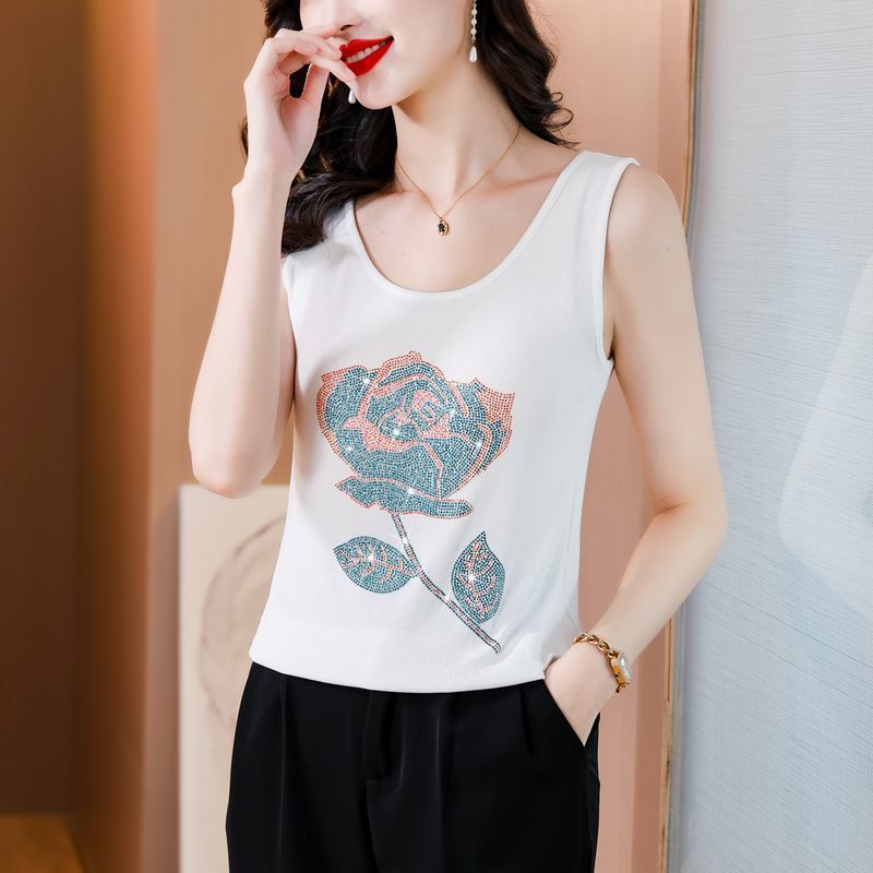 Quente diamante sem mangas colete de seda gelo feminino verão estilo fino Plus Size roupas femininas gordura mm roupas d