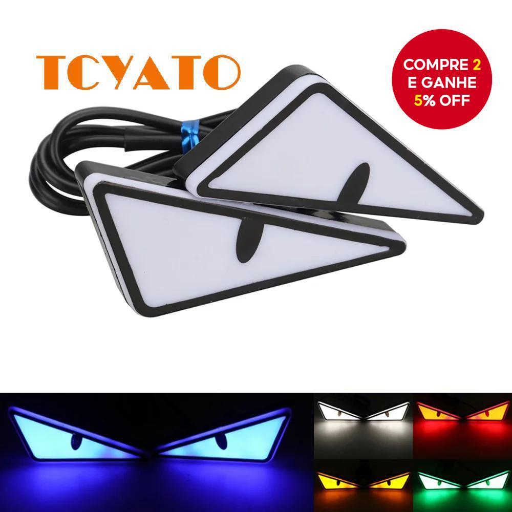 Luzes LED Devil Eyes Para Motocicleta TCYATO-Mini Lente De Projetor , Farol De Olhos De Demônio E Lâmpada De Sinalização