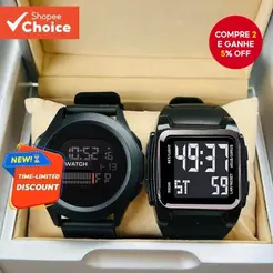 Compre 1 E Ganhe 1 Relógio Digital Masculino Com Luz LED-Mostrador Eletrônico À Prova D'água Presente De Aniversário Par