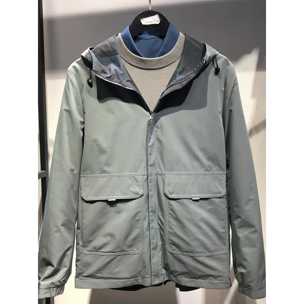 Marca de roupas masculinas (Haijia) outono dupla face Wear masculino juventude com capuz fino-ajuste jaqueta masculina à