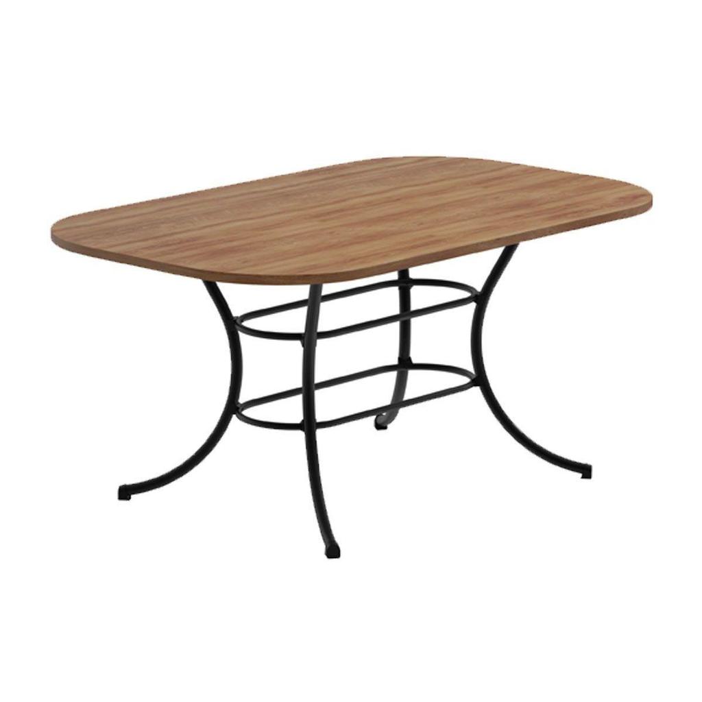 Mesa para Cozinha 1547 + Tampo Madeirado 160x90cm Freijo c/ Preto - Carraro