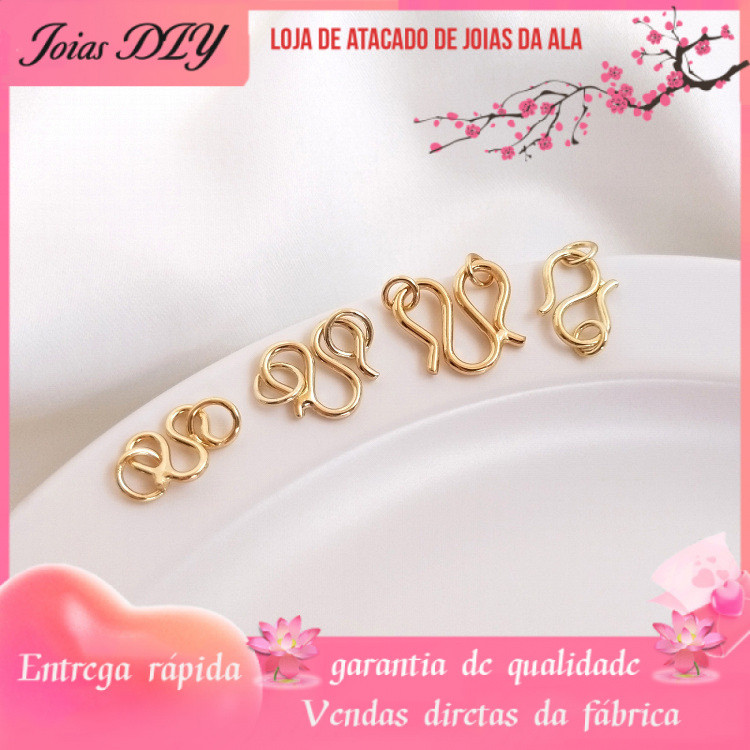 14K banhado a ouro retenção de cor M fivela pulseira colar W Link fivela em forma de S final gancho fivela DIY jóias ace
