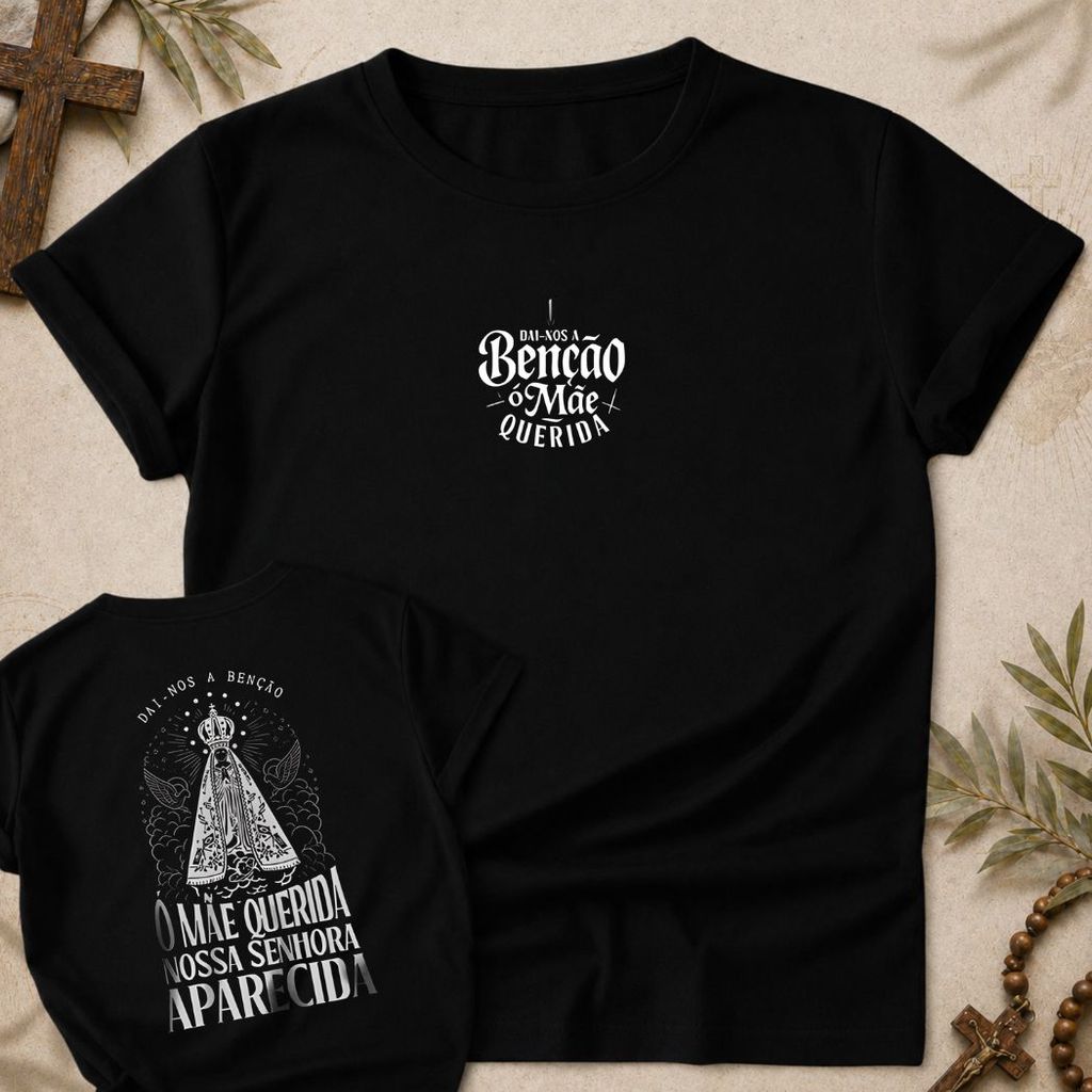 Camiseta Nossa Senhora Aparecida Cristã Católica Religiosa Fé Padroeira do Brasil Masculina Feminina Unissex Premium