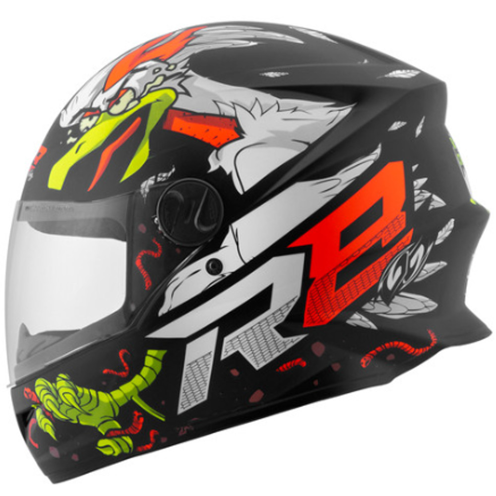 CAPACETE TORK  R8 ROCKET CHICKEN PRETO FOSCO 58