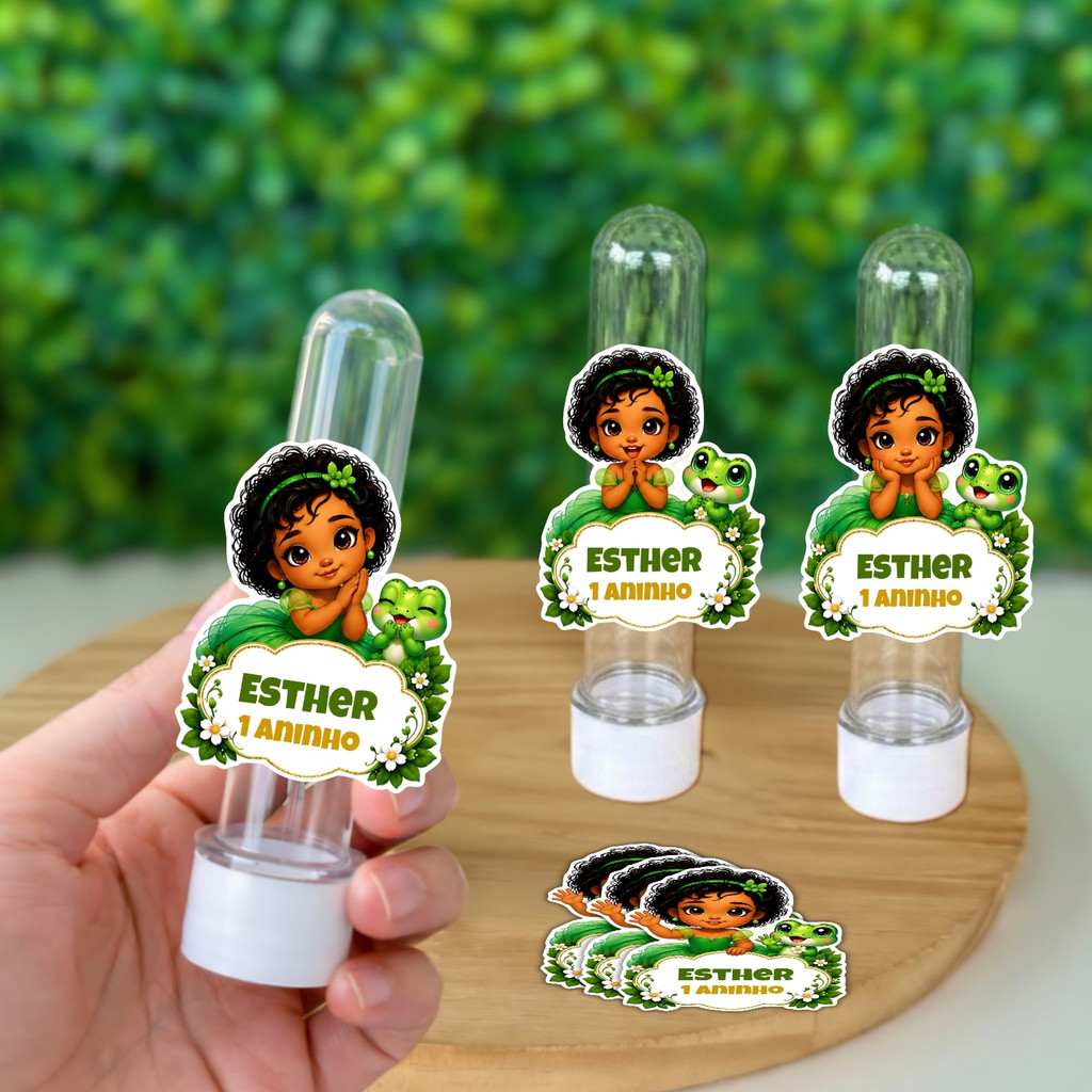 Apliques Princesa e o Sapo Tiana Baby Para Tubetes Personalizado Com Nome e Idade / Lembrancinhas Aniversário