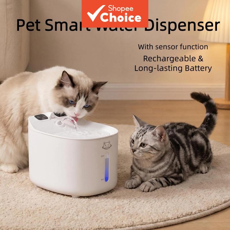 Fonte de água para gatos, bebedouro para animais de estimação ultra silencioso 2,2L com filtro de 4 estágios para gatos