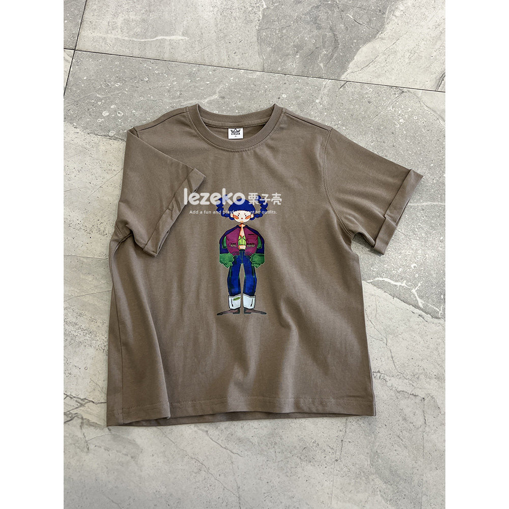 Street Wear meninas algodão manga curta camiseta verão novo estilo versão coreana médio grande crianças soltas meninas i