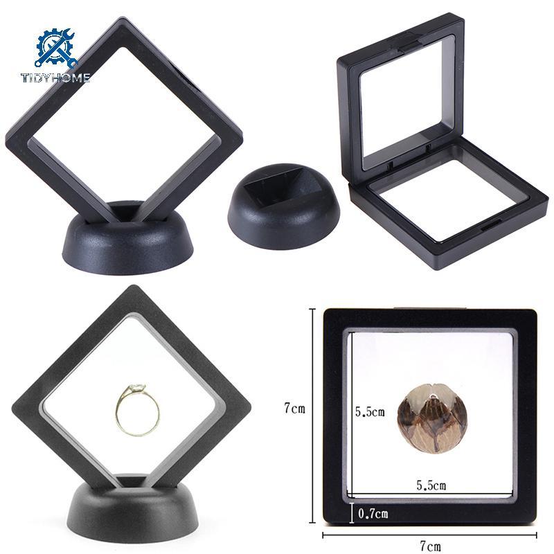 FFBR 70 * 70mm 3D Flutuante Jóias Moeda display Quadro Titular Caixa Com Suporte Quente