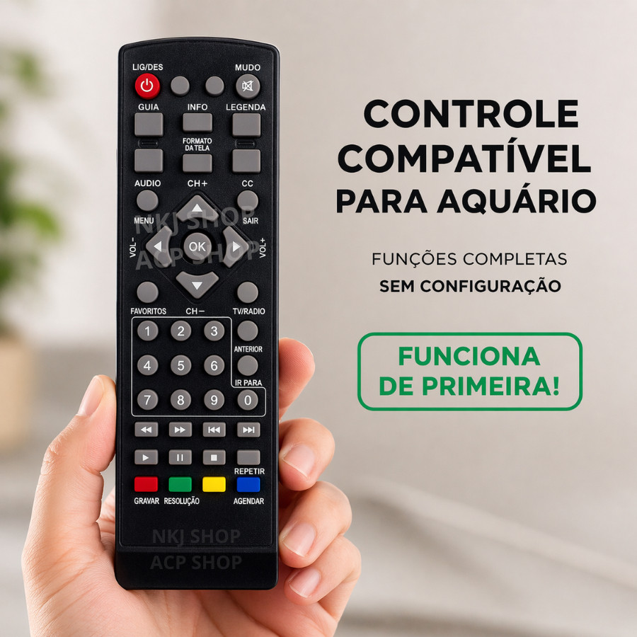 Controle Remoto  para Aquário DTV Compatível 5000 6000 7000 8015 7458 Conversor Digital Pronta Entrega