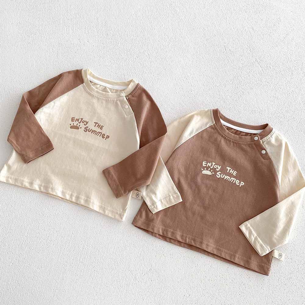 Roupas de bebê primavera outono masculino feminino bebê puro algodão manga comprida camiseta pulôver botão de ombro topo