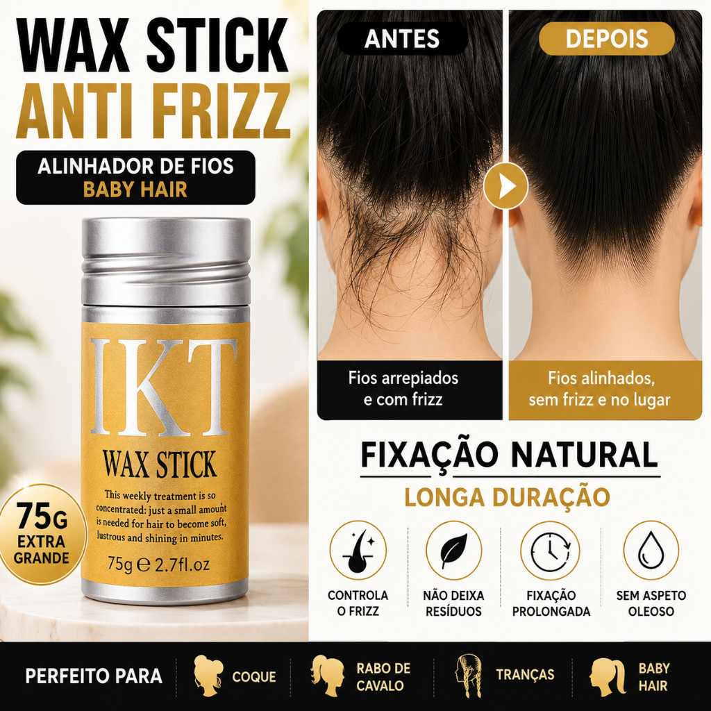Wax Stick Anti Frizz 75g Bastão De Cera Modeladora Alinhador De Fios Baby Hair Controle De Frizz Longa Duração
