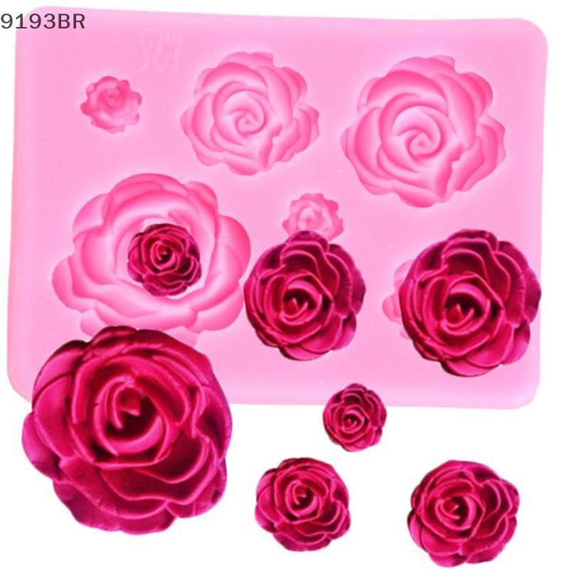 Molde De Silicone Com Flor De Rosa , Ferramenta De Decoração De Bolo , Argila Doce , Chocolate , Fondant BR