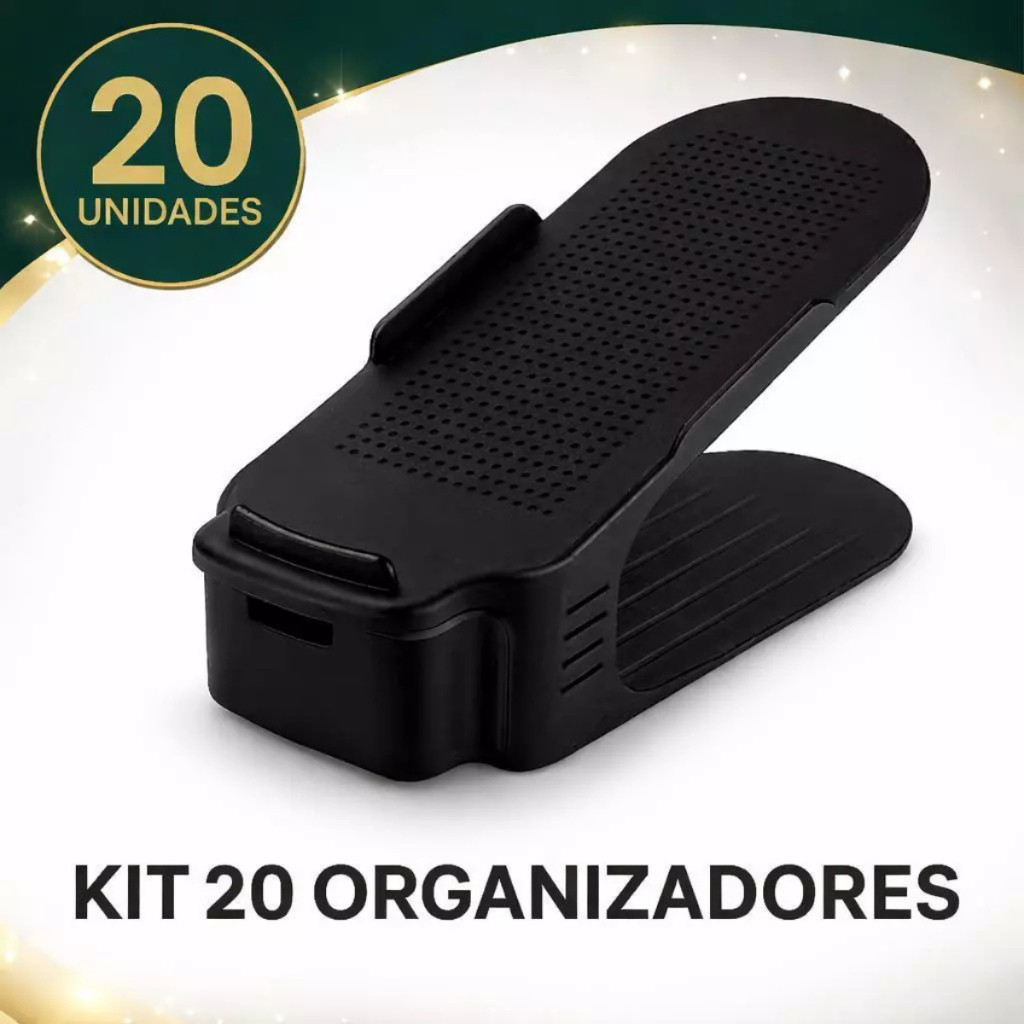 20 Organizadores De Sapato E Tênis - Preto Com Regulagem Organize Seus Calçados