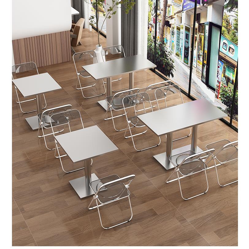 Mesa dobrável de aço inoxidável Fast Food lanche Bar cantina fábrica leite loja de chá estilo Industrial retangular mesa