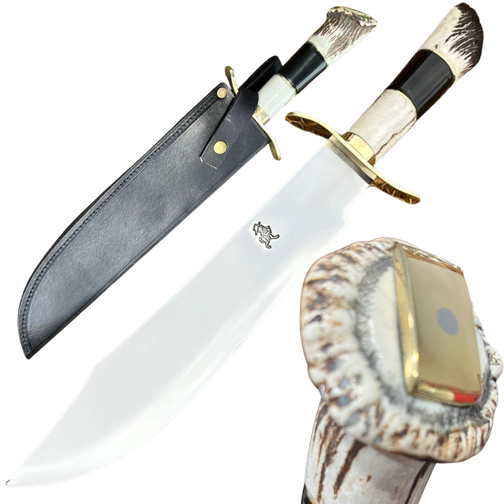 Faca Bowie Bushcraft Guarda S Aço Inox Cervo Roseta 12 Pol