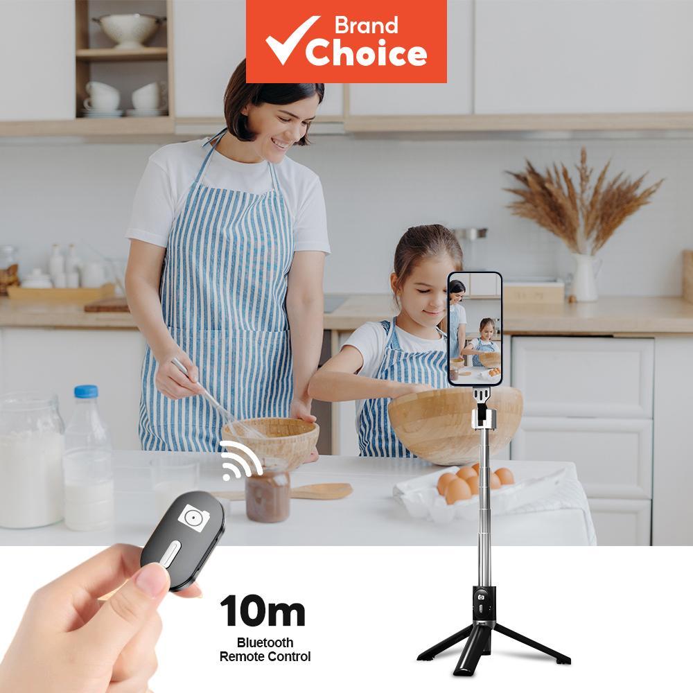 TOILEUM Bastão de Selfie Bluetooth de Mão 1m em Aço Inoxidável Sem Fio Tripé para Smartphones