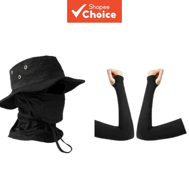 Conjunto de Chapéu Boonie Masculino: Chapéu de Pescador de Aba Larga Respirável e à Prova de Sol para Atividades ao Ar