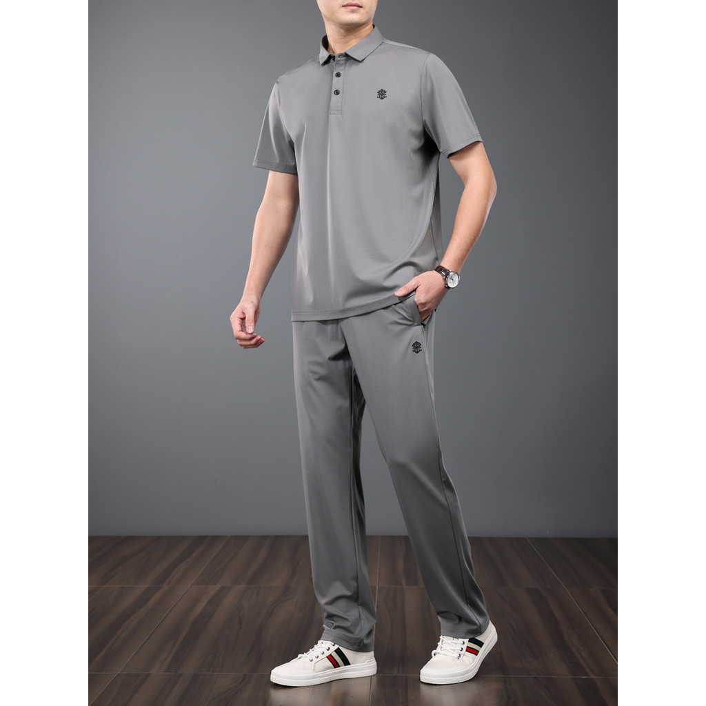 Pai verão terno amoreira seda esportes masculinos lazer moda seda patinação seda respirável meia-idade mais velho