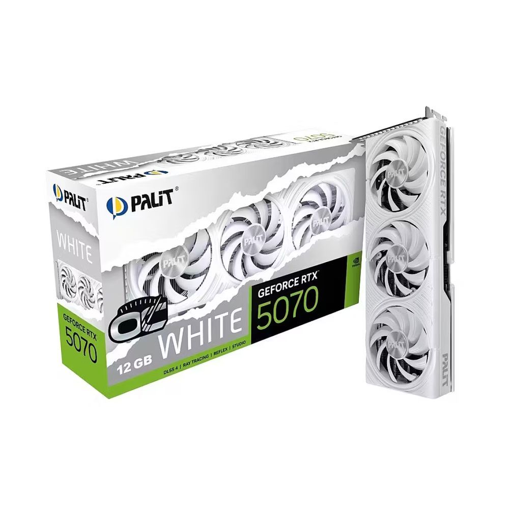 Placa de Video GeForce NVIDIA PALIT RTX5070 12GB WHITE OC GDDR7 NE75070U19K9-GB2050W