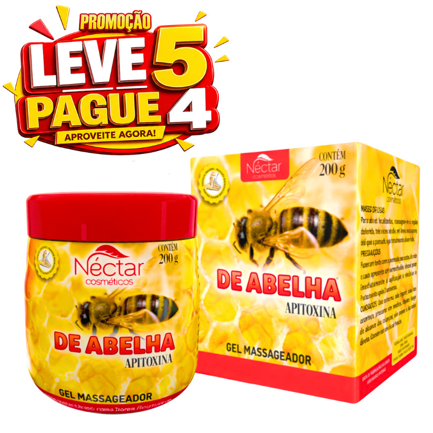 💥 LEVE 5 PAGUE 4 💥 Gel Massageador Abelha Apitoxina 200g | Promoção Imperdível