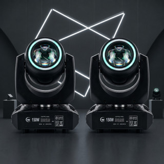 KIT 2 MOVING HEAD LED 150W BEAM + PRISMA COM HALO | ILUMINAÇÃO CÊNICA PROFISSIONAL