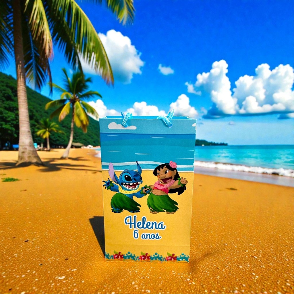 Sacolinhas Personalizado  Lilo Stitch  Com Nome e Idade Sacolas Surpresa Festa  Personalizadas
