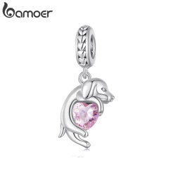 Bamoer Encantos Contas Pequeno Golden Retriever Acessórios Pulseira DIY Para Presente Feminino