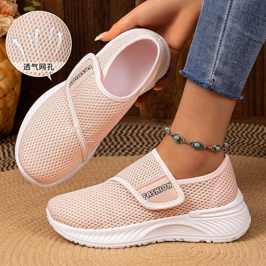Sapatos de rede femininos sapatos casuais primavera novo estilo sapatos femininos preguiçoso Velcro respirável sapatos l
