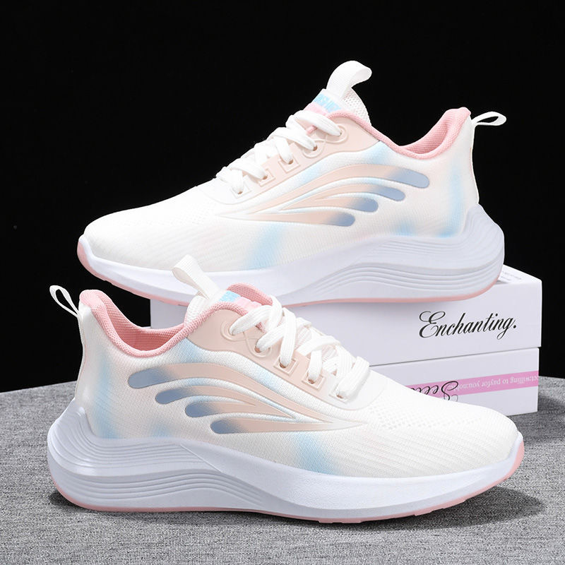 Sapatos femininos primavera verão novo estilo sapatos esportivos femininos respirável sapatos casuais leve voando malha