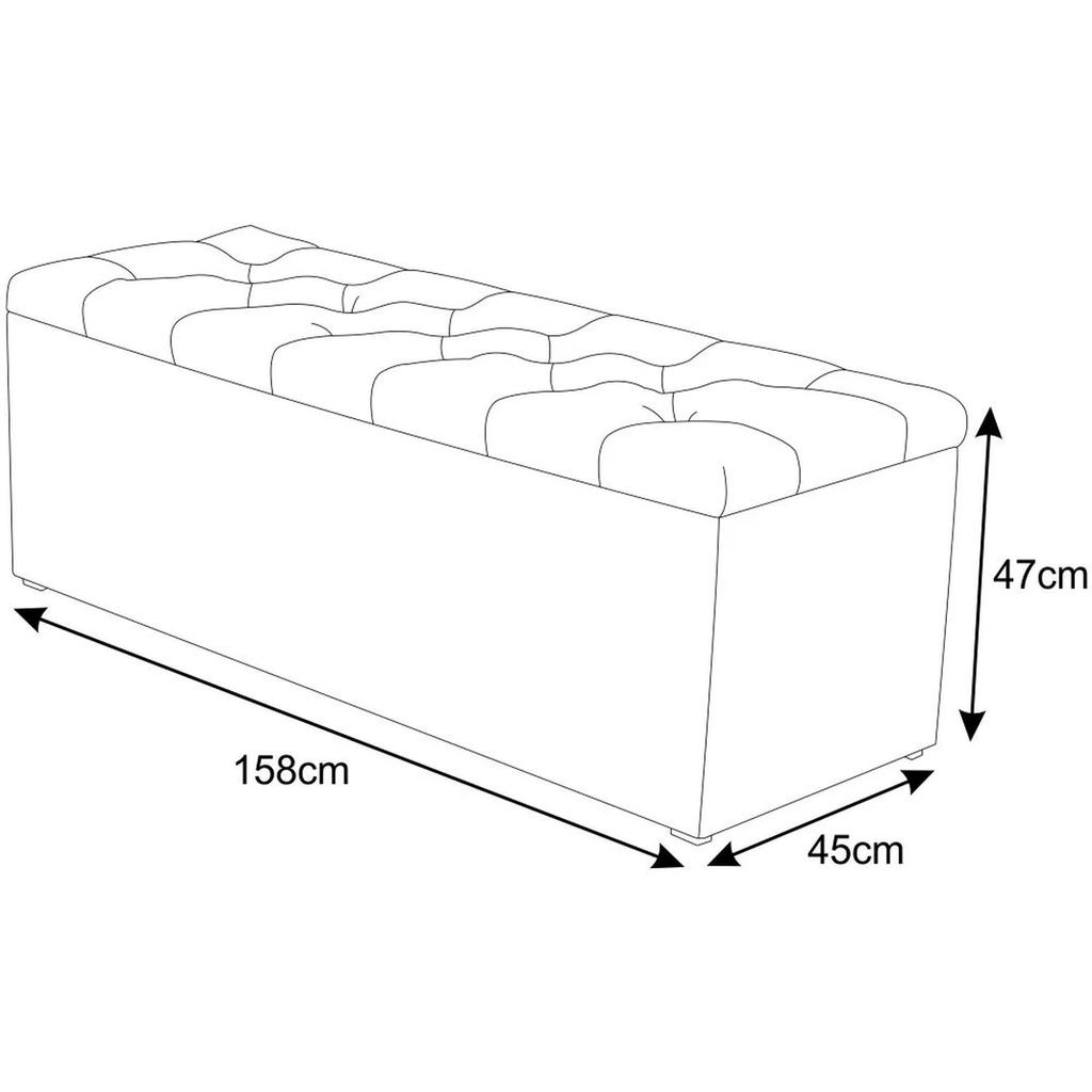 Calçadeira Baú 160cm Paris Corino Preto - JS Móveis