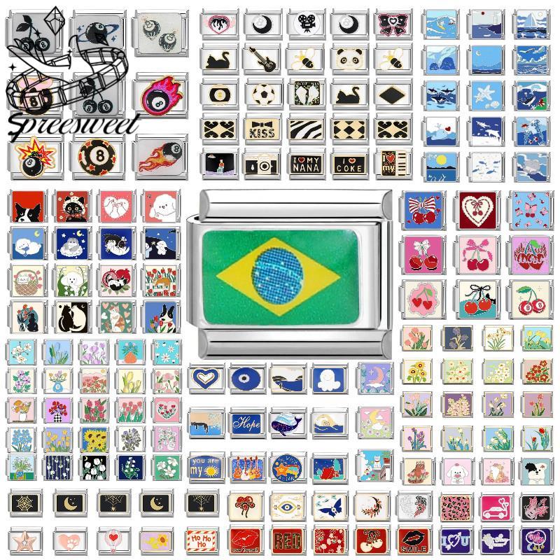 100 Estilos De Amuletos Para Pulseira Modular Italiana , Links , Faça Você Mesmo , De Aço De 9 Mm
