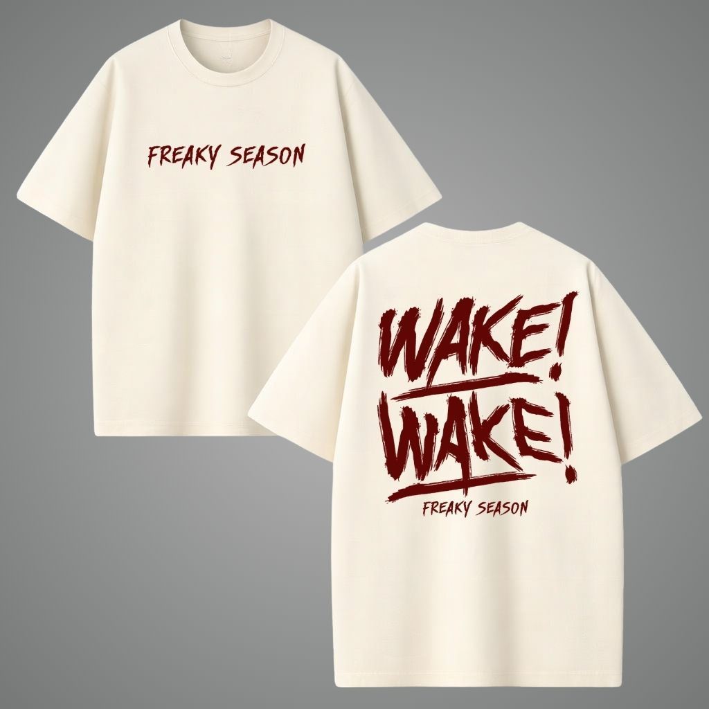 Camiseta Oversized Wake Wake Freaky Season Treino Streetwear Unissex Premium Algodao Academia