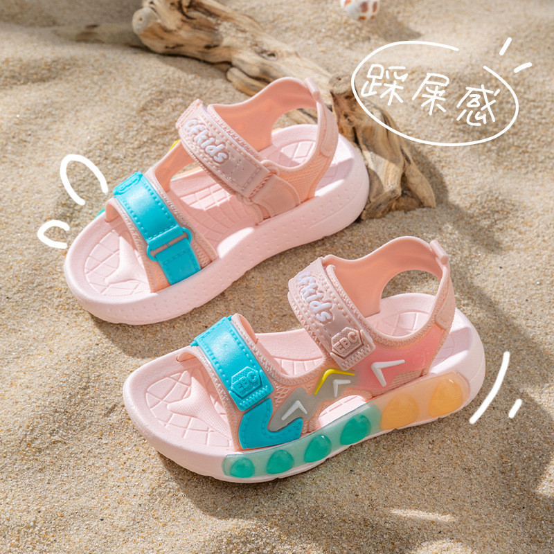Meninos sandálias versão coreana verão estudantes do ensino fundamental sapatos de praia lazer esportes meninas antiderr