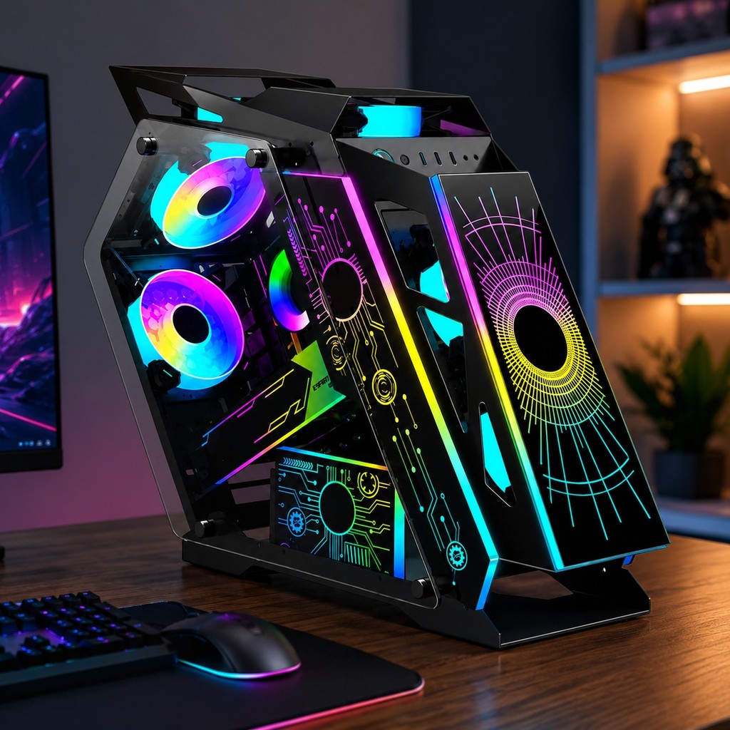 Gabinete PC Gamer Mini Tower 6 Fans RGB Vidro Temperado Lateral Frontal AGP-M29165