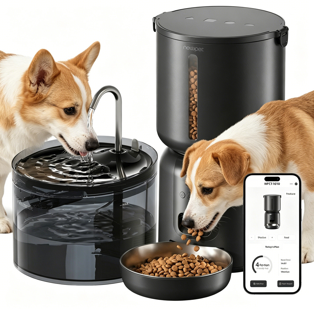 Newpet Bebedouro Automático Galão 2.2 Litros + Comedouro Automático 4 Litros Grandes-Bivolt