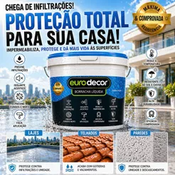 Borracha Líquida 4kg e 1kg Impermeabilizante Paredes Interno e Externo Eurodecor Várias Cores