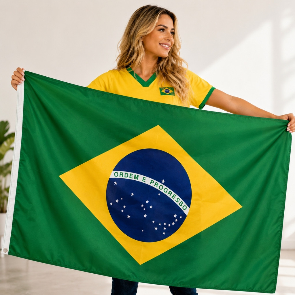 Bandeira do Brasil 90cm por 150cm Grande Torcida Copa Do Mundo Hexa 2026