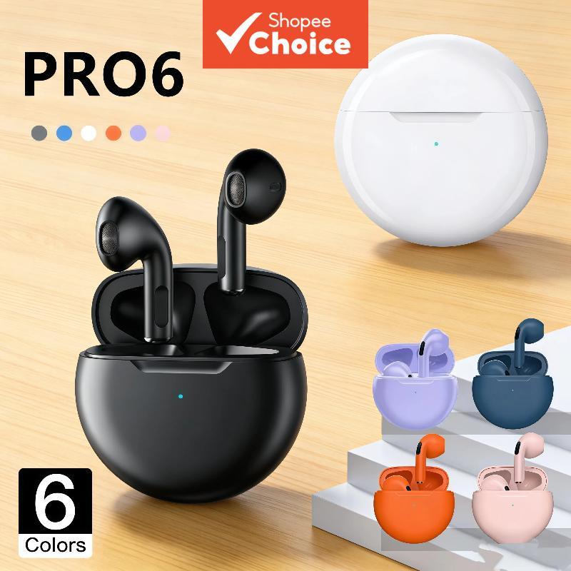 Fone de Ouvido Bluetooth TWS Pro6, Fones de Ouvido Sem Fio, Fones Intra-Auriculares, Ear Bods, Headset Estéreo
