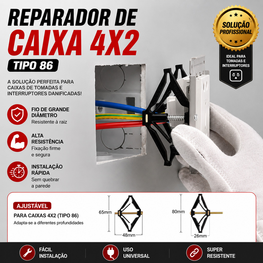 Reparo Salva Abas Caixinha de Luz Tipo 86 Kit Universal Resistente Tomada Elétrica Para Construção Fios Conduite