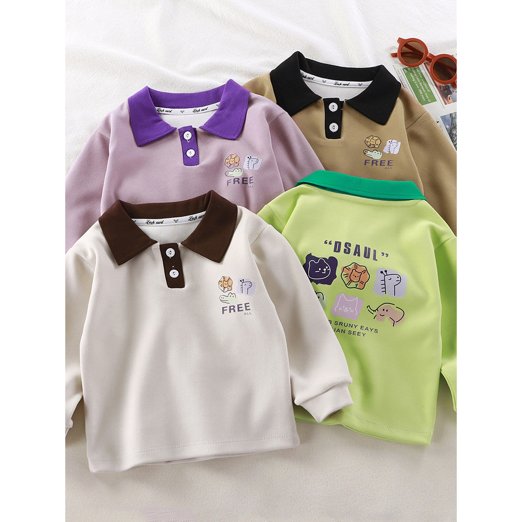 Crianças camisas polo de manga comprida camisetas meninos meninas outono inverno alemão veludo térmico topos médio crian
