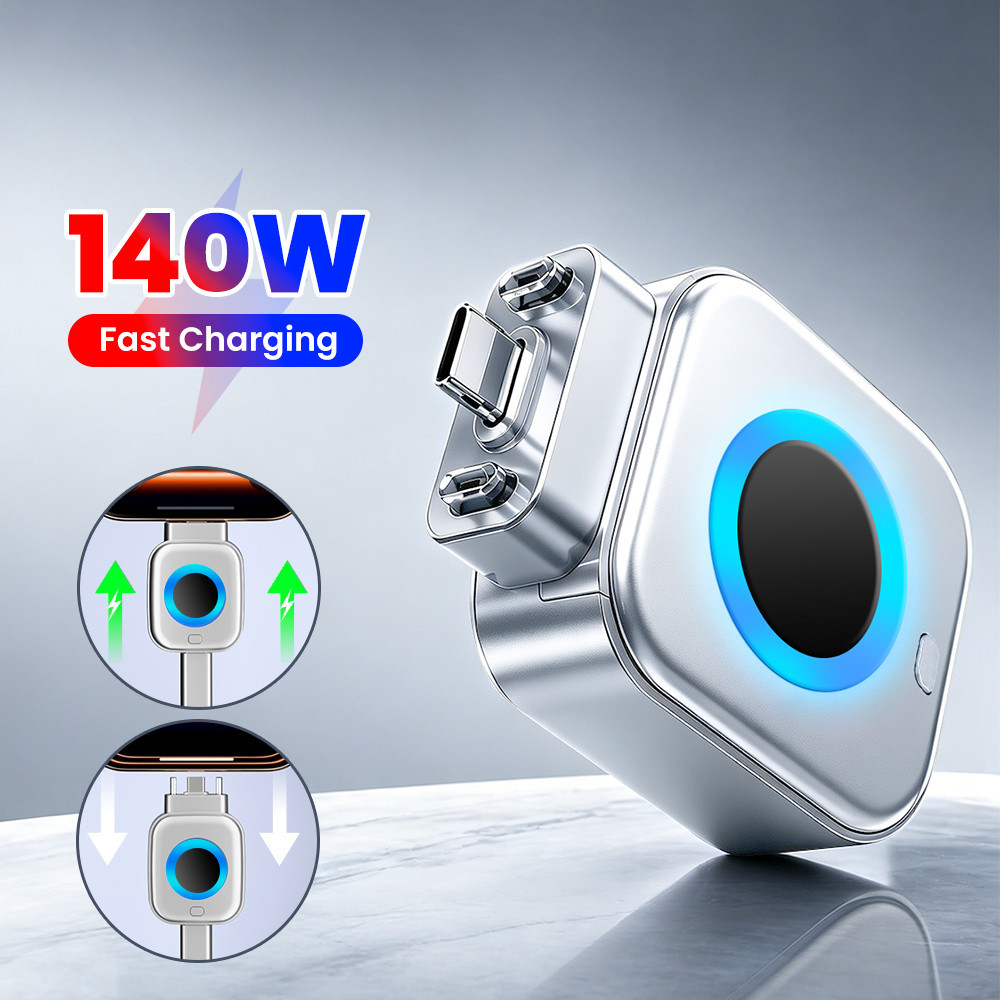 140W Auto Power Cutoff Charge Carga Rápida Separador De Segurança Tipo-C Adaptador Corte Automático De Energia