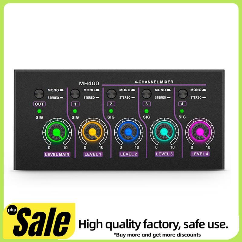 - MH400 Ultra Baixo Ruído Mini Mixer De 4 Canais Estéreo Dispositivo De Saída Microfone Misturador De Guitarra Plugue Ue