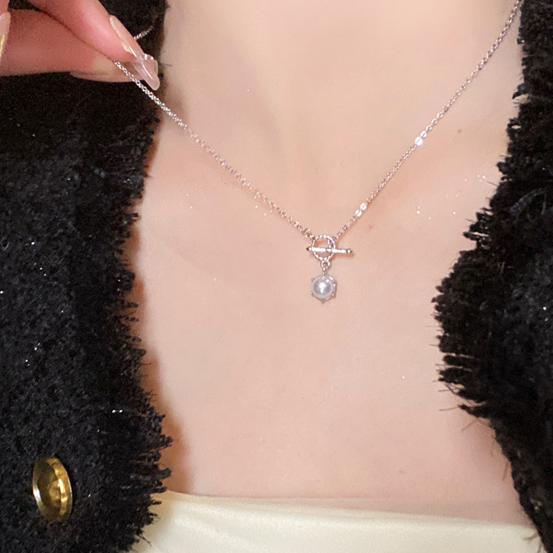 Colar de pérolas minimalista feminino 2024 novo estilo clavícula corrente pingente colar luz luxo nicho colar acessórios