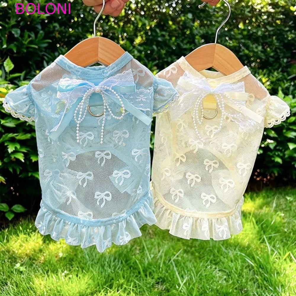 BOLONI Colete Anti-Mosquito Para Cães , Roupas Animais De Estimação Com Decoração De Laço De Malha Fina Vazada , Vestido