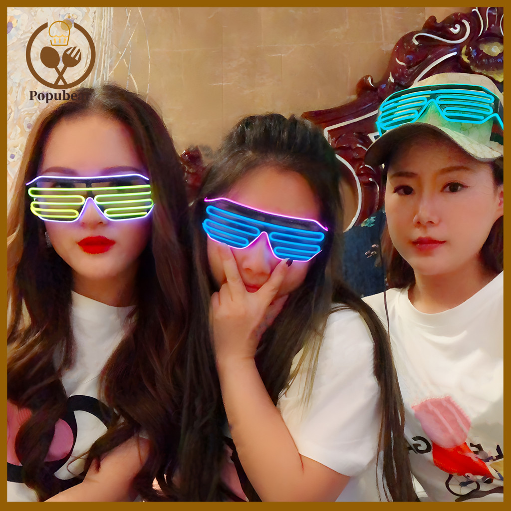 Luminous Party Glasses Light Up Neon Rave Led Flashing Shutter Sunglasses Glowing El Wire for Music Festival Dj Costume 